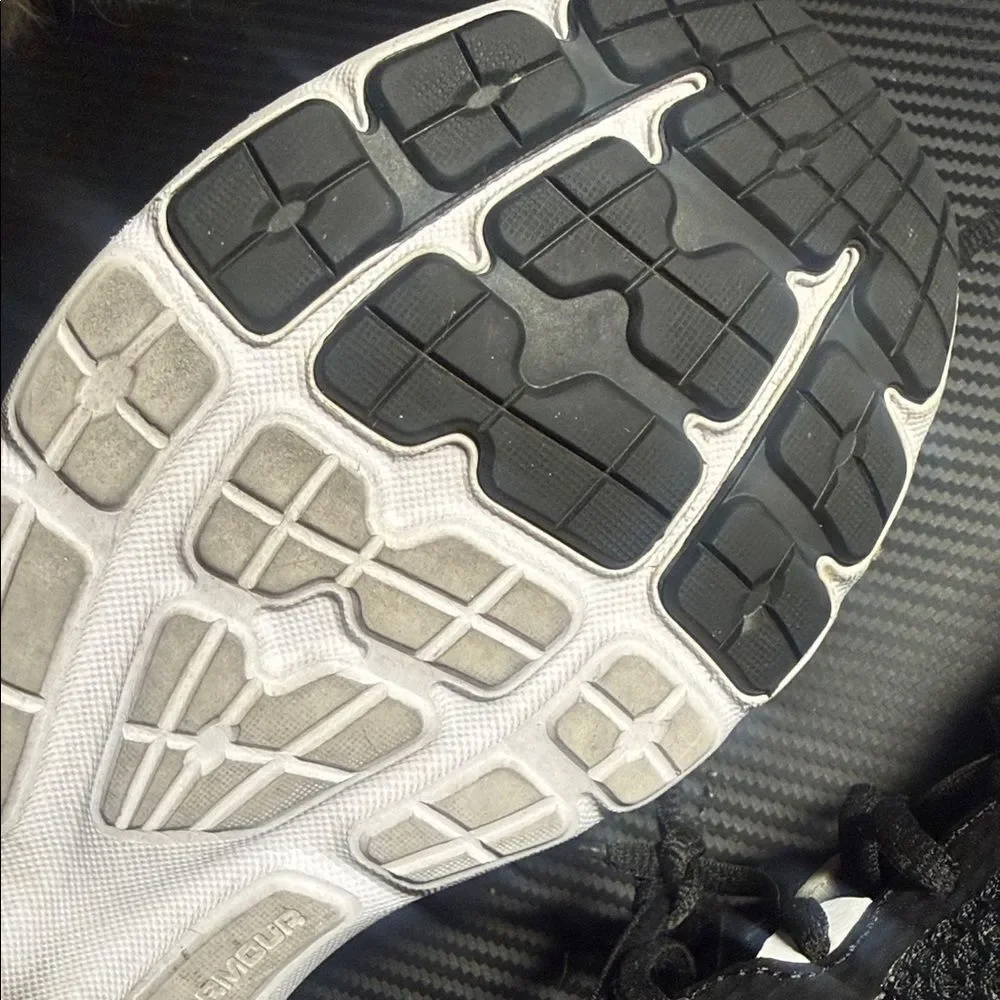 Under Armour Kids Black and White Knit Lace-Up Sneakers 7